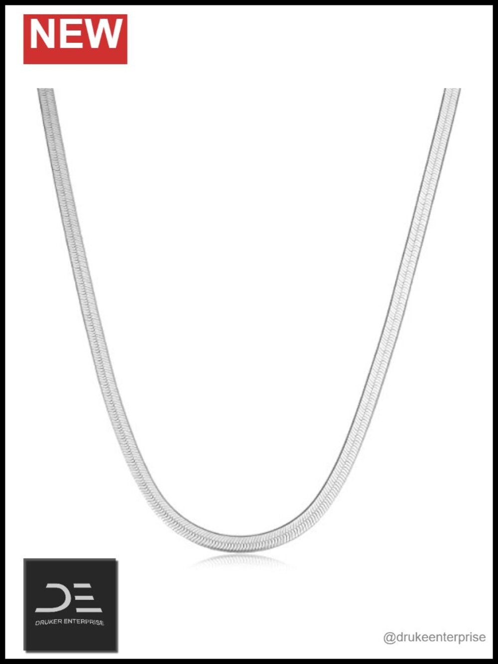 Sterling Silver Herringbone Chain Necklace 18in